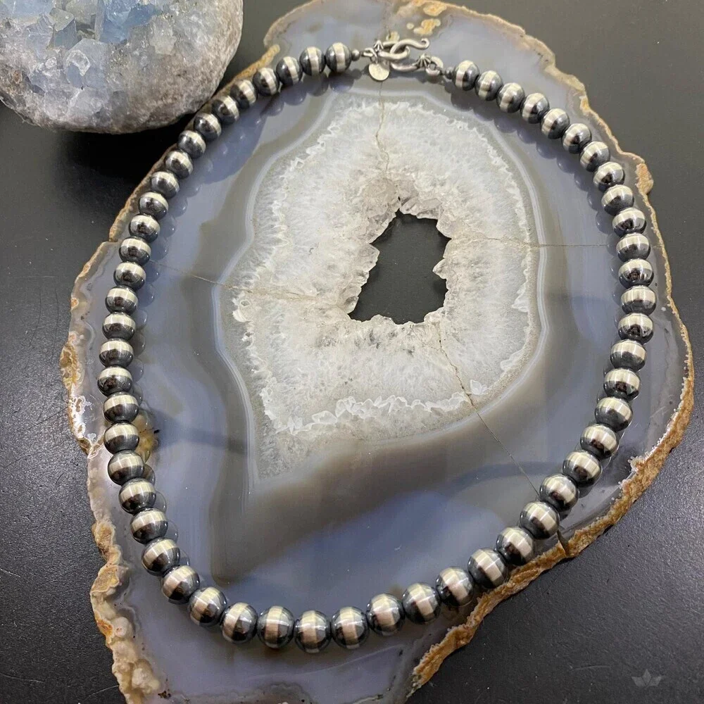 Sterling Silver Navajo Pearl Necklace Length 18